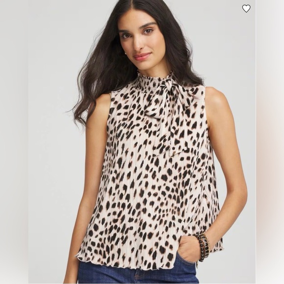 Chico's Tops - CHICO’S PLEATED SMOCKED TIE-NECK TOP ENGLISH CREAM SZ 3 (XL)